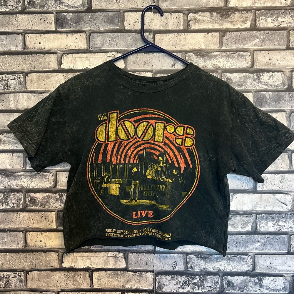 Cropped The Doors Black Graphic T-Shirt